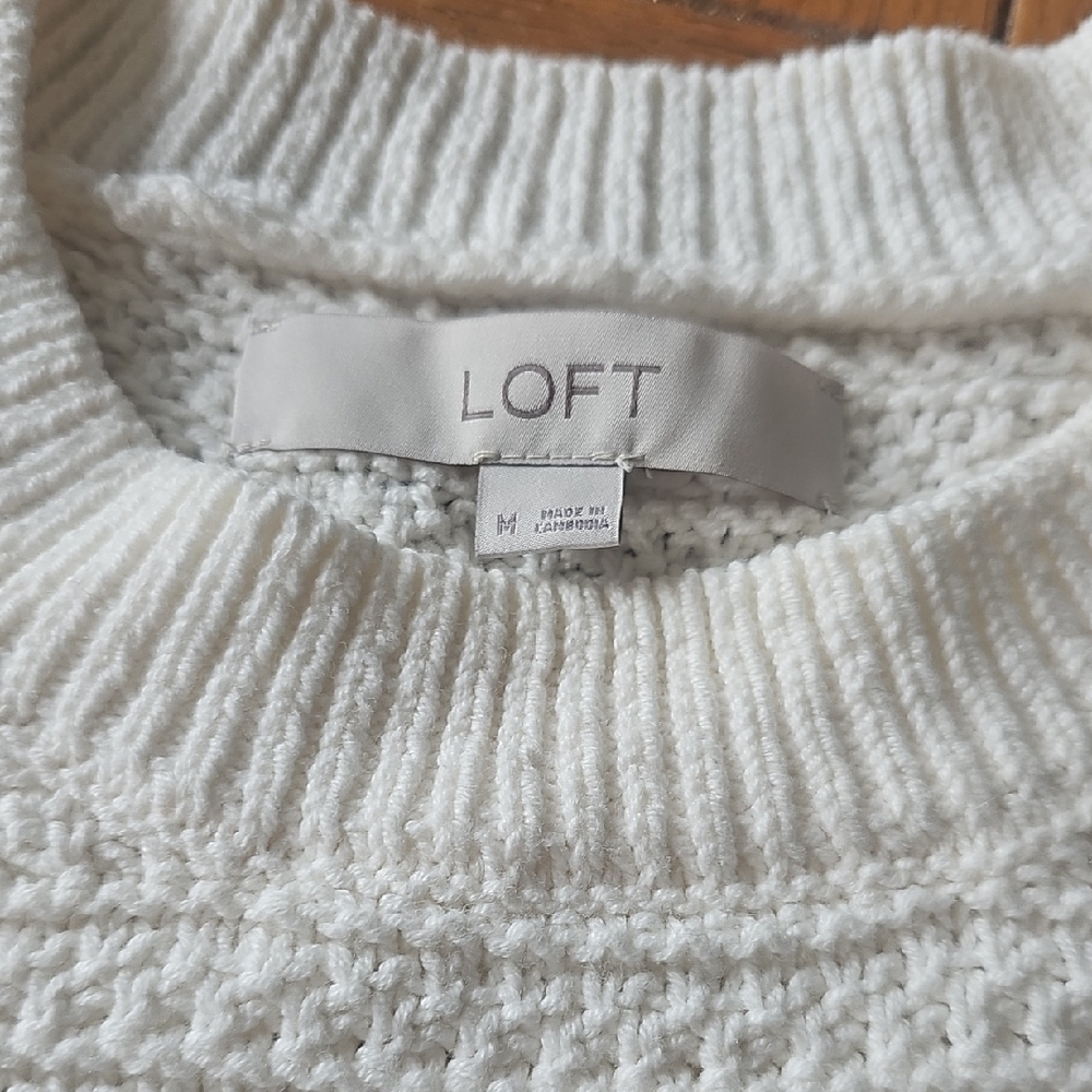 LOFT Textured White Sweater - Picture 2 of 5